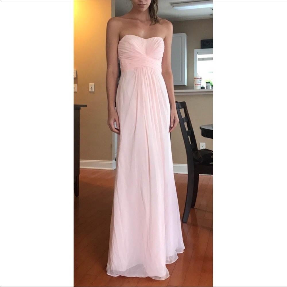David’s bridal strapless chiffon bridesmaid dress